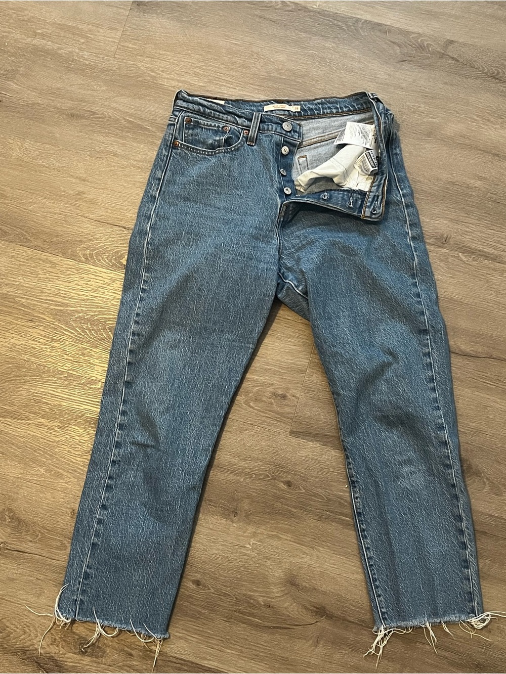 Levi's Blue High-Waist Wedgie Cropped Straight Jeans